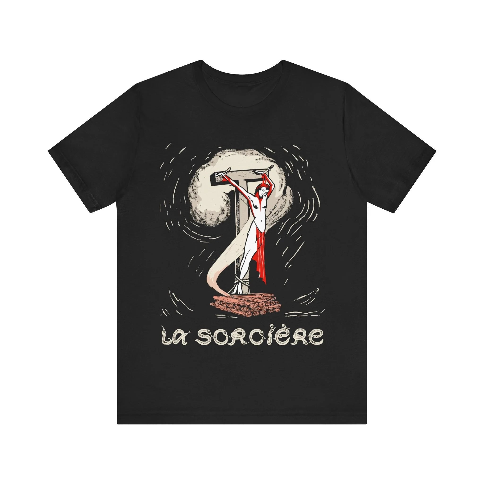La Sorciere Vintage Voodoo T-shirt Mystery T-shirt Horror T-shirt Witch Gothic Fashion Ghost Unisex Jersey Short-sleeved T-shirt