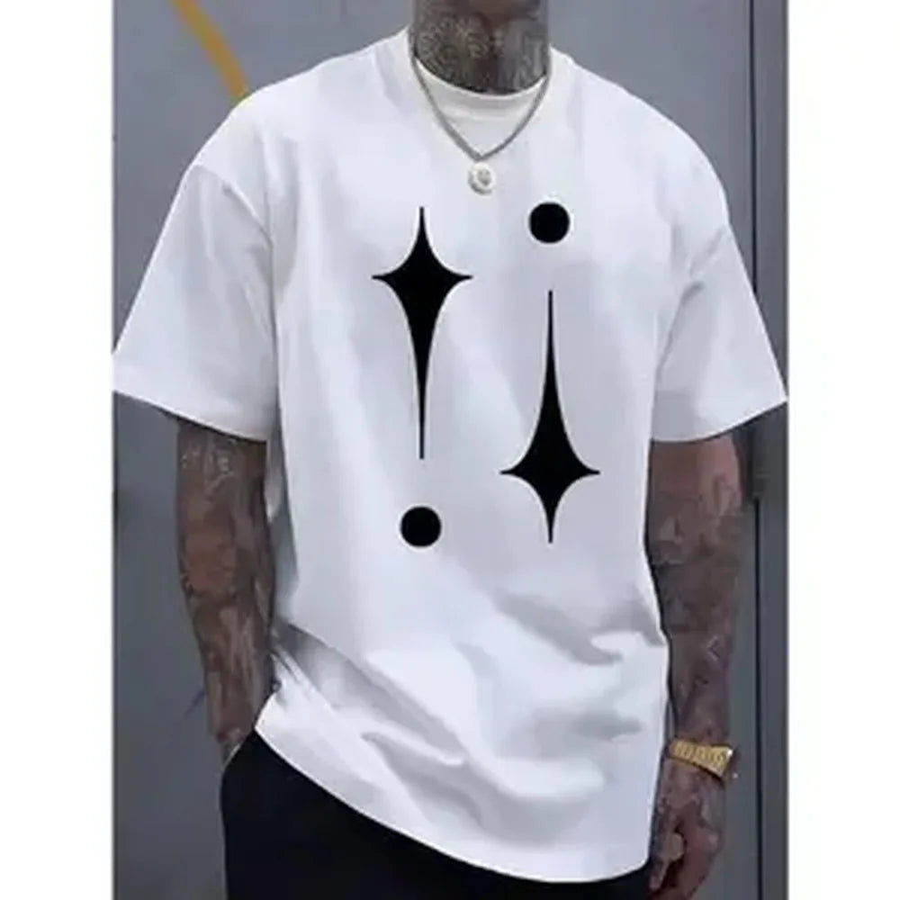 Simple And Fashionable Printed Men'S Crew Neck Short-Sleeved T-Shirt, Comfortable And Breathable Casual Sports Top, Suitable for Spring And Summer Vacation And Leisure, Plus Size