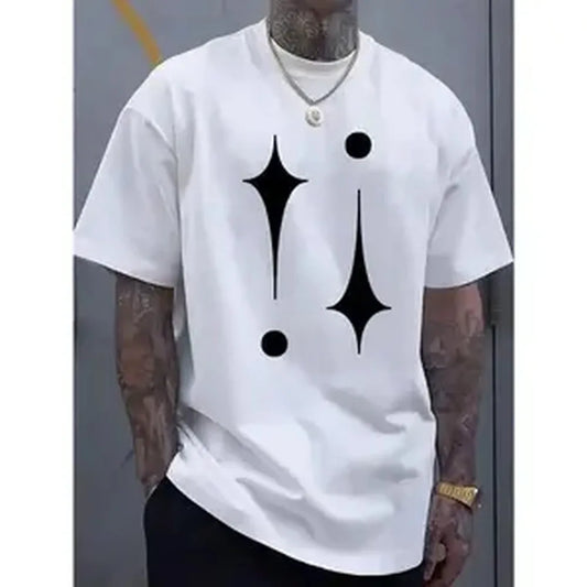 Simple And Fashionable Printed Men'S Crew Neck Short-Sleeved T-Shirt, Comfortable And Breathable Casual Sports Top, Suitable for Spring And Summer Vacation And Leisure, Plus Size