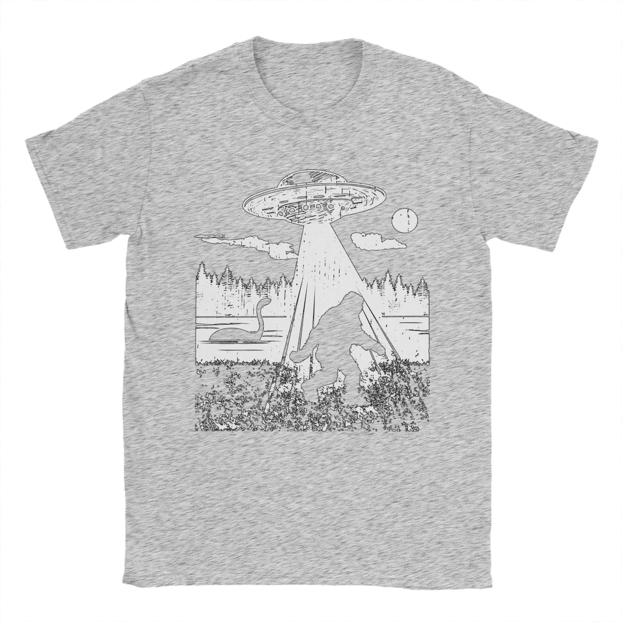 HOT SALE Street T-shirt Beach Bigfoot UFO Abduction Bigfoot Hippie T-shirt Cotton T-shirt Man Y2K Fun Print Short Sleeve T-shirt