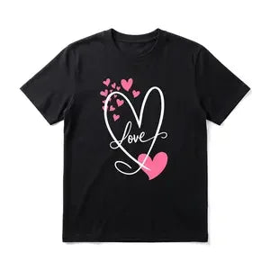 Love Heart Men's Graphic TShirt, 100% Cotton Short Sleeve Soft Top, Minimalist Romantic Graphic Print Design, for Daily Wear, Casual Outing, Valentine's Day, Gift for Men, Women and Friends