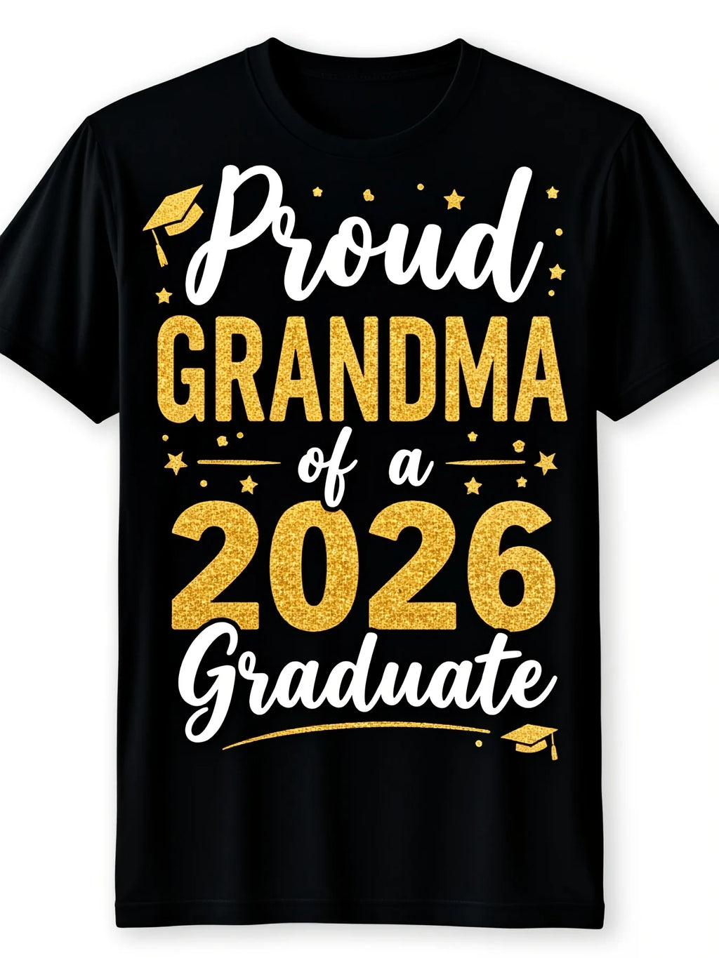 Proud Grandma of a Class of 2026 Graduate TShirt Unisex Loose Fit Casual Summer Wear Crew Neck Medium Stretch Fabric Perfect for Adults Going OutUnisex 2026 Black TShirt6Retro Casual Short-sleeved T-shirt with a Round Neck and Printed Pattern