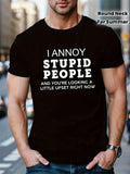 Men's T-shirt, Black Fun Trendy T-shirt, Printed Slogan, T-shirt, Casual Wear, Heavyweight 200g, Suitable Parties, Dates, and Office Settings, Humorous Top, PLUS SIZE
