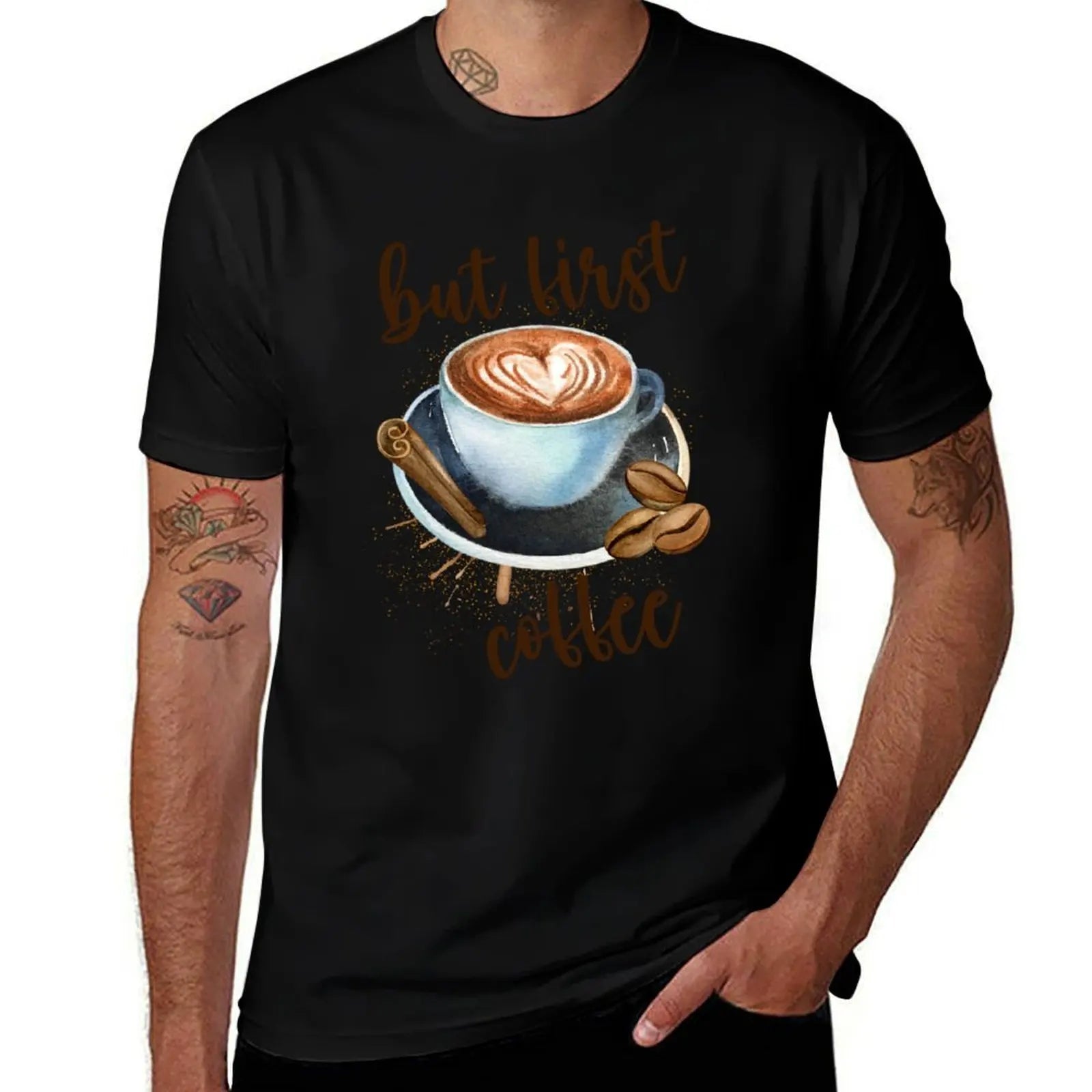 HOT SALE But First Coffee T-Shirt T Shirts for Man Pack  T-Shirt  Man Graphic T Shirt High Quality T-Shirt  Fashion Top Tees
