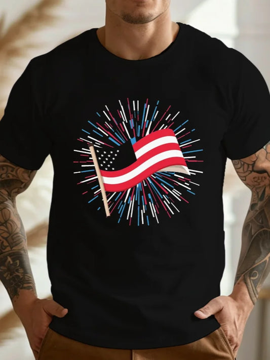 Vector American Independence Day Fitted Men's T-Shirt Sweat-wicking and Freedom of Movement T-Shirt