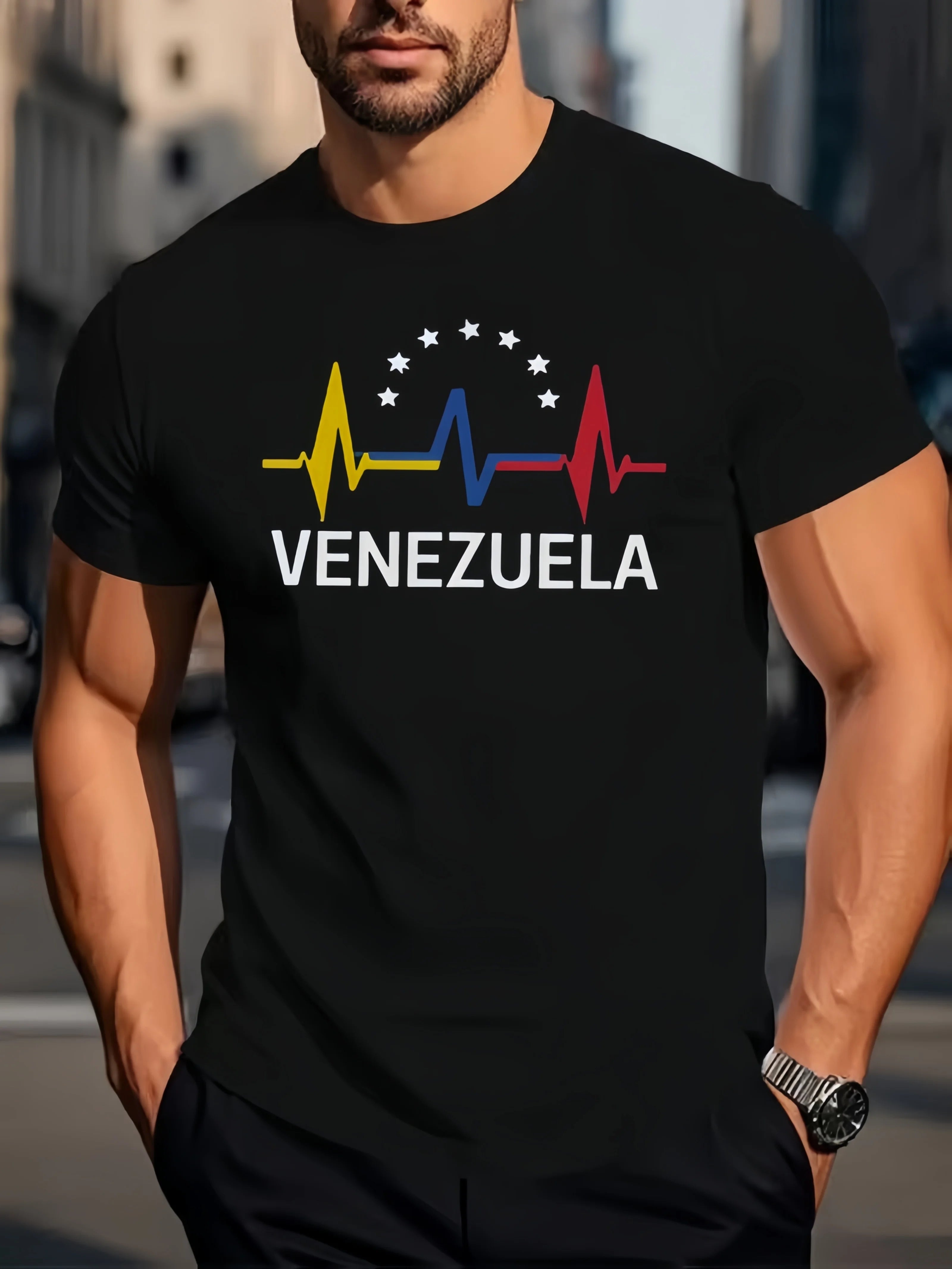 Men'S Casual Sports Fashion Short-Sleeve Shirt for Fitness And Outdoor Activities, Featuring Trendy 2D Print Designs. It Is Elastic And Comfortable, Suitable for Sports, Travel, Knit