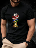 Trophy Creative Print T-Shirt, Summer Men's Sporty Versatile Top