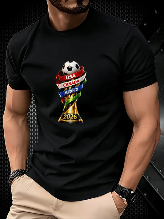 Trophy Creative Print T-Shirt, Summer Men's Sporty Versatile Top