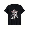 item picture mens black t shirt featuring an inspirational christian cross of above for casual round neck tee suitable for year round use comfortable graphic tee for everyday wear