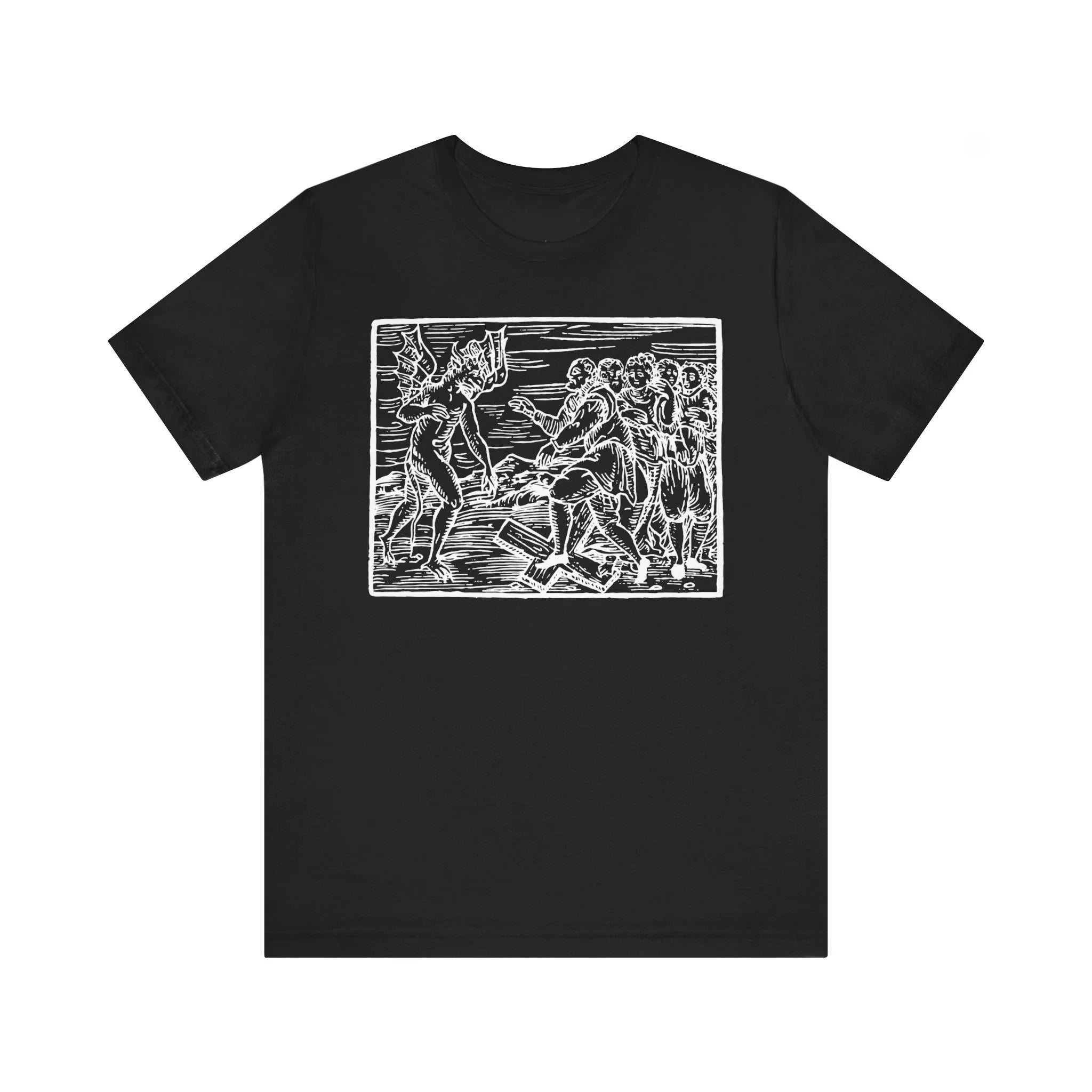Give Up Christ Mystery Woodcut Shirt Vintage Witchcraft T-shirt Black Magic T-shirt Horror Gothic Unisex Short Sleeve T-shirt