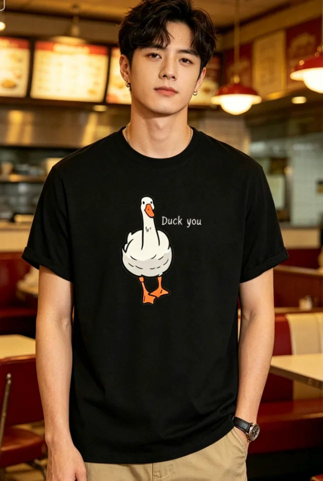 Men's T-Shirt - Casual Crew Neck Short Sleeve Fun Cartoon Duck Print, Perfect Spring Summer Fall Everyday T-Shirt Tee T-Shirt