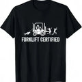 Men’s Fitted Crew Neck Cotton T-Shirt - Menswear Short-Sleeve Lightweight Graphic Print Top, Forklift Certified Operator & Chicken Print Casual Sports Tee