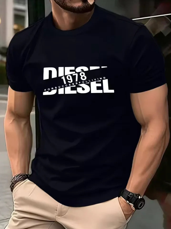 New Trendy Men's Fashion T-shirt, Black T-shirt Comfortable Summer T-shirt, Pure Cotton Short Sleeved T-shirt 2026