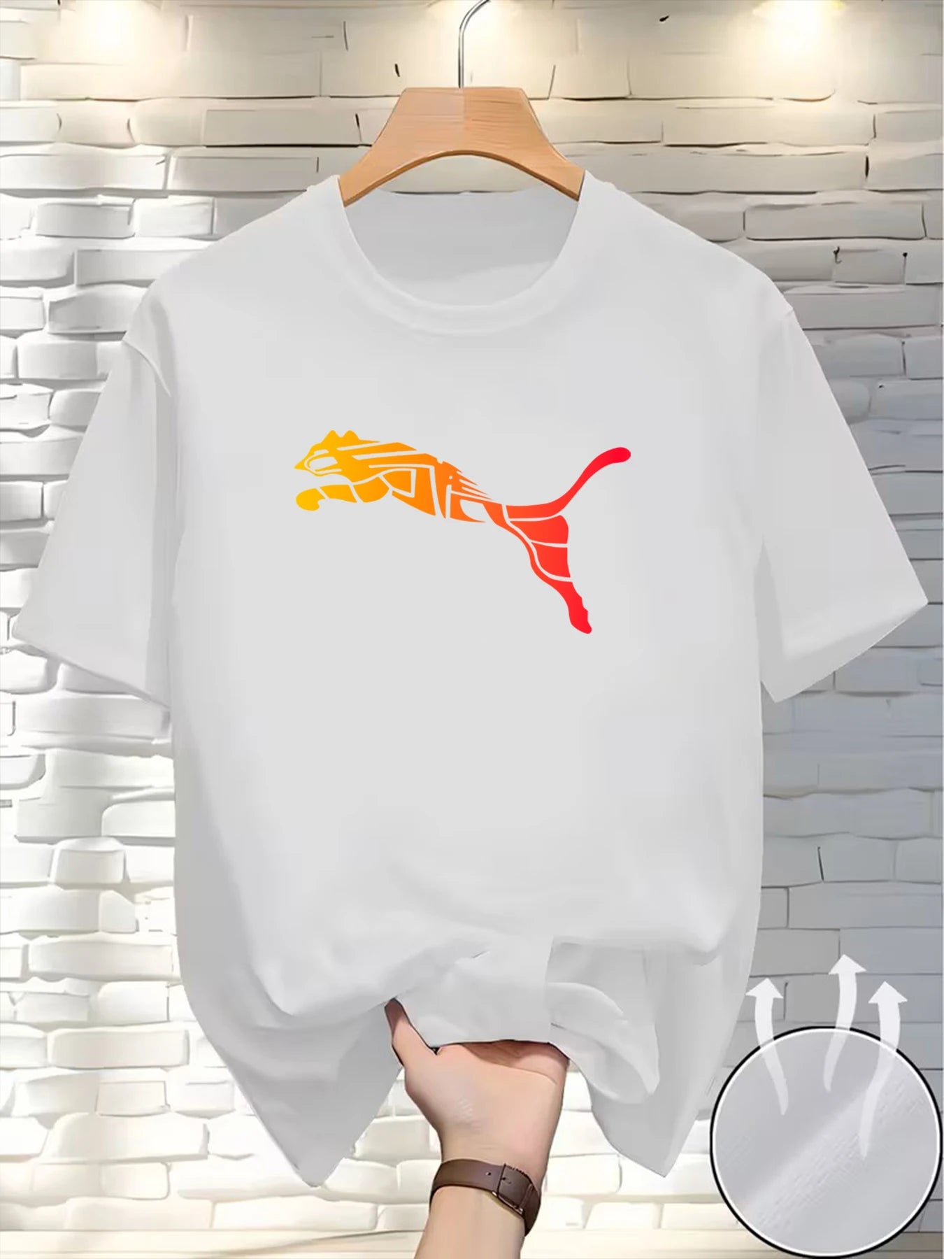 New Summer Luxury Men's Fashion Fox Leopard Print T-shirt Crewneck Casual Trend Y2K High-end High Quality Fitness Sports T-shirt