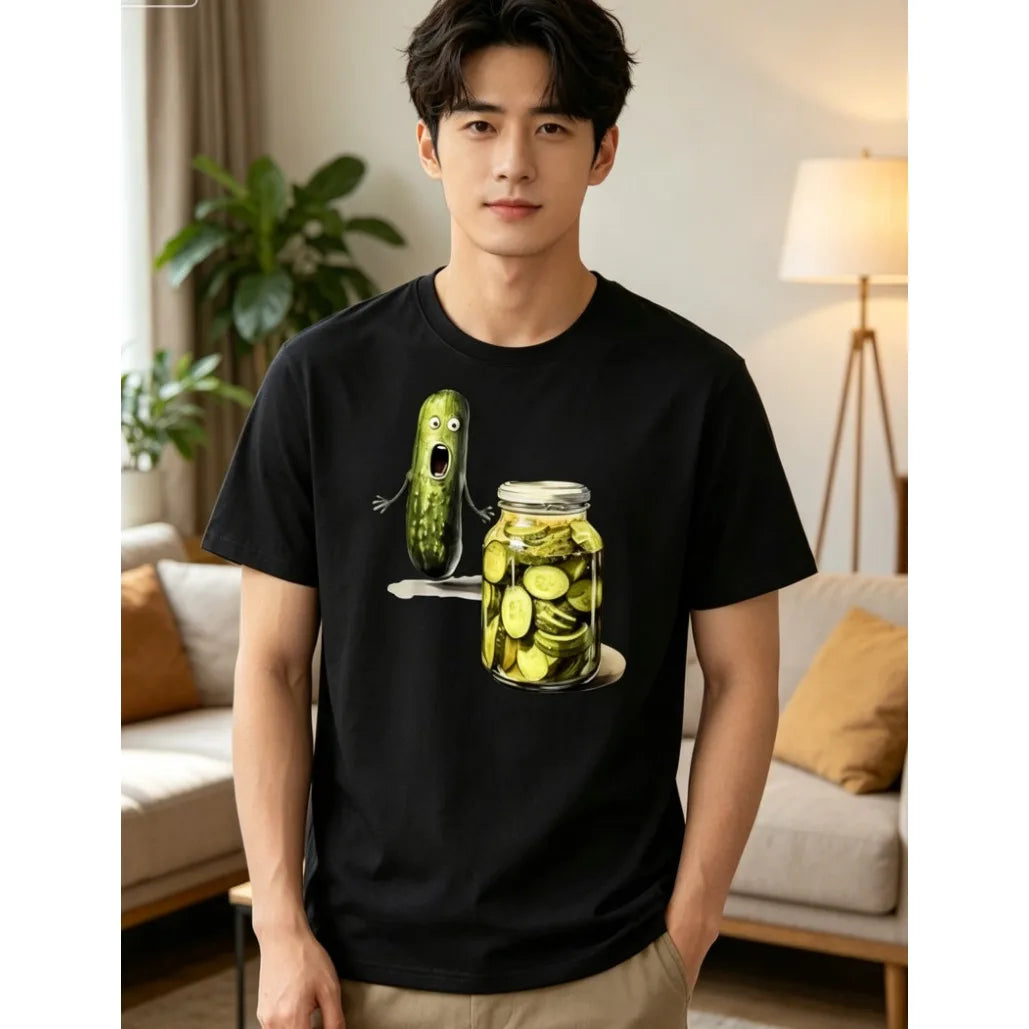 Plus Size Funny Pickle Graphic Tee Men Women Casual Short Sleeve Round Neck Novelty Food Top Summer Streetwear Comfortable Fit