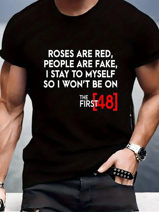 "Rose Red Human Heart Panic" Premiere 48-Hour Commemorative T-Shirt - S-3XL Multi-Size Optional Casual Short-Sleeved Crew Neck Shirt Iconic Series Pattern Machine Washable for All Seasons