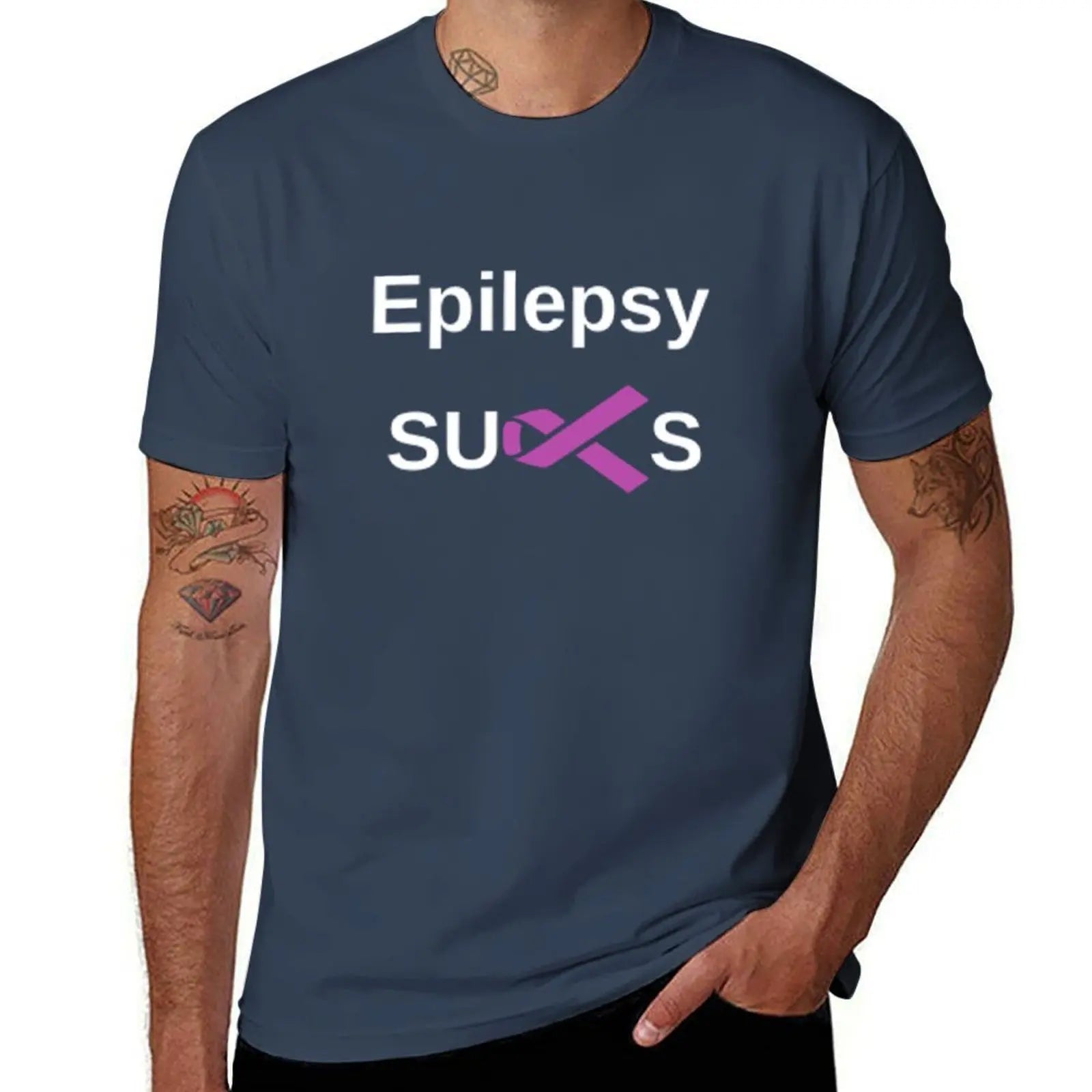 HOT SALE End Epilepsy Seizure Free Living Epilepsy Sucks Printed T Shirt Soft and Comfortable High Quality T-shirts Custom