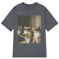 HOT SALE Retro Selfie Friends Funny Cat Meme T-shirt Men Women Harajuku Fashion T-shirt Short Sleeve Cotton Hip Hop Casual Tee