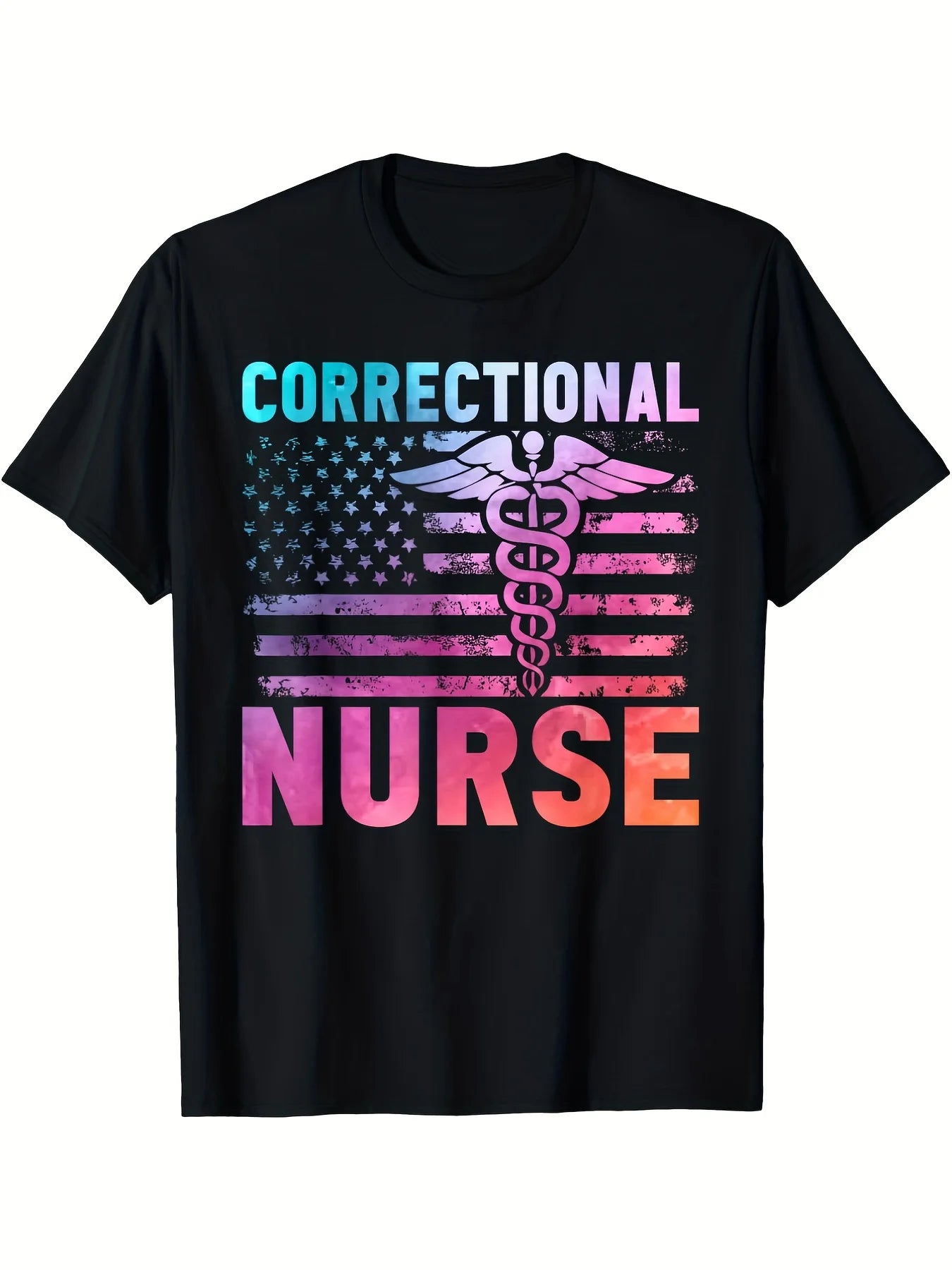 Men'S Correctional Nurse T-Shirt - Comfortable And Stretchy, Easy to Wash with Distinctive Print Design, Suitable for Inmate And Prison Nursing, Classic Retro Look, Round Neck with Short Sleeves, Perfect for Casual Sportswear, Cozy Graphic Tee