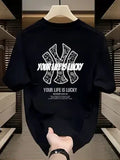 American Cool and Stylish Pure Cotton Short-sleeved T-shirt, Men's Letter Summer Ins Trendy Brand Loose Round-neck Versatile Top