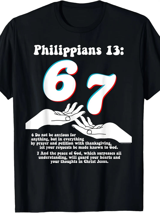 [Bible Verse T-shirts] 67 Designs of Christian Bible Verse Philippi 13 Funny Expression T-shirts, Funny Tops, Men's Printed T-shirts, Black T-shirts, Men's T-shirts, Soft and Comfortable Short Sleeves, PLUS SIZE