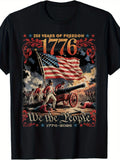 Men'S T-Shirt Celebrating The 250Th Anniversary of America from 1776 to 2026, Featuring a 'Freedom' Design with Images of Founding Fathers, Soldiers, And Cannons. This Retro Patriotic Apparel Is Perfect for Independence Day on July 4Th And Offers a