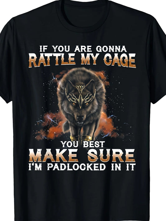 Wolf- If You Are Gonna Rattle My Cage T-Shirt Same style for men and women 2025-2026 summer short-sleeved printed T-shirt pure cotton 220G