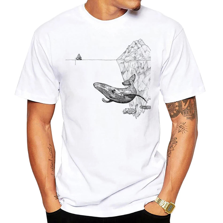HOT SALE in Summer Vagarytee Classic Whale Iceberg Men's Tee Shirt Retro Style Casual Pop Men's Tee Old School Short Sleeve