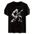 item picture mens casual black t shirt with gorilla electric guitar print round neck short sleeve summer style regular fit size everyday tshirt graphic tee