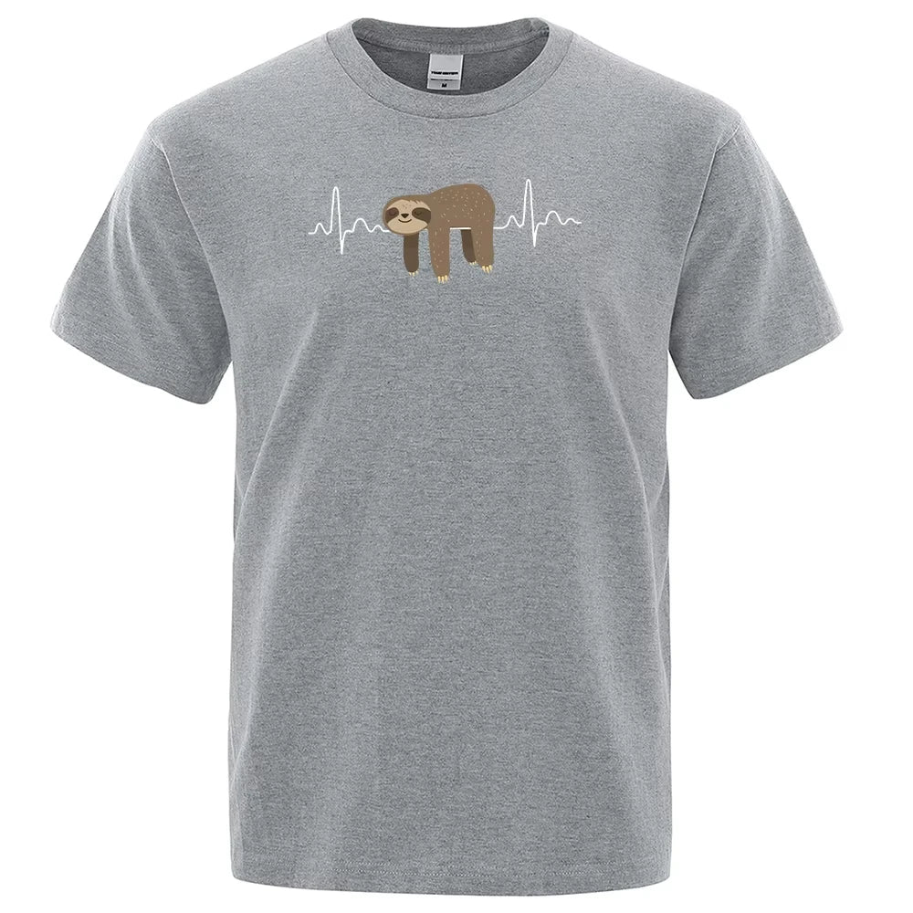 Sloth Lay on The Belly Print Men T Shirt Round Neck Soft T Shirt Comfortable S-XXXXL T Shirt Oversized Casual T Shirt Men
