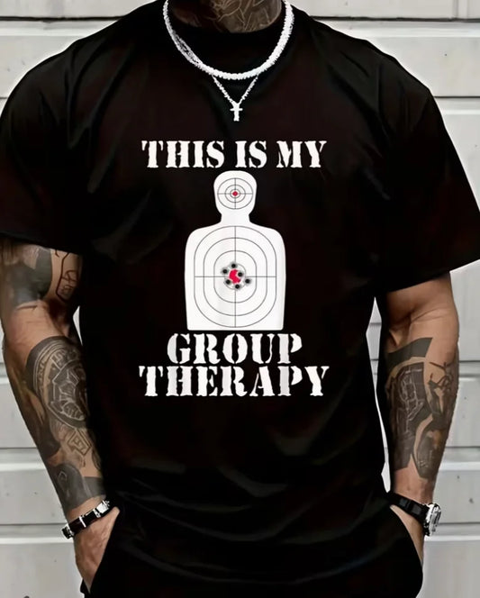 This Is My Group Therapy Funny Pro Gun RangeT-Shirt  Women'S Men'S Black Crew Neck Short Sleeve Classic Holiday TeeSoft Lounge
