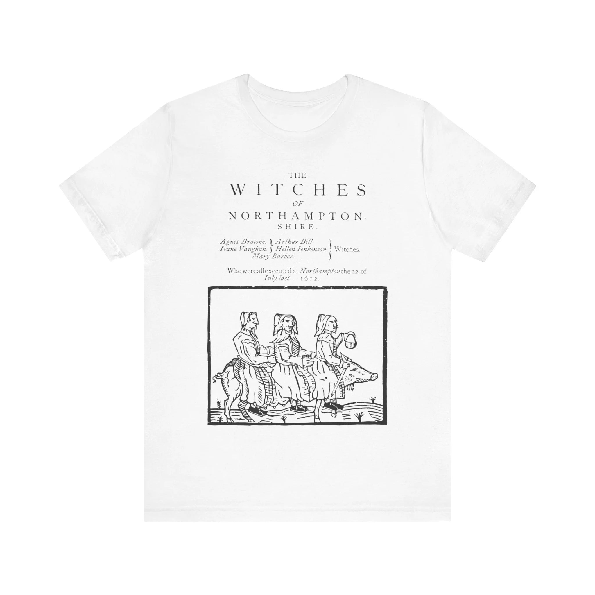 Northamptonshire Witch Witch Trial T-shirt Witch Shirt Witchcraft T-shirt Mystery Black Magic Unisex Short-sleeved T-shirt