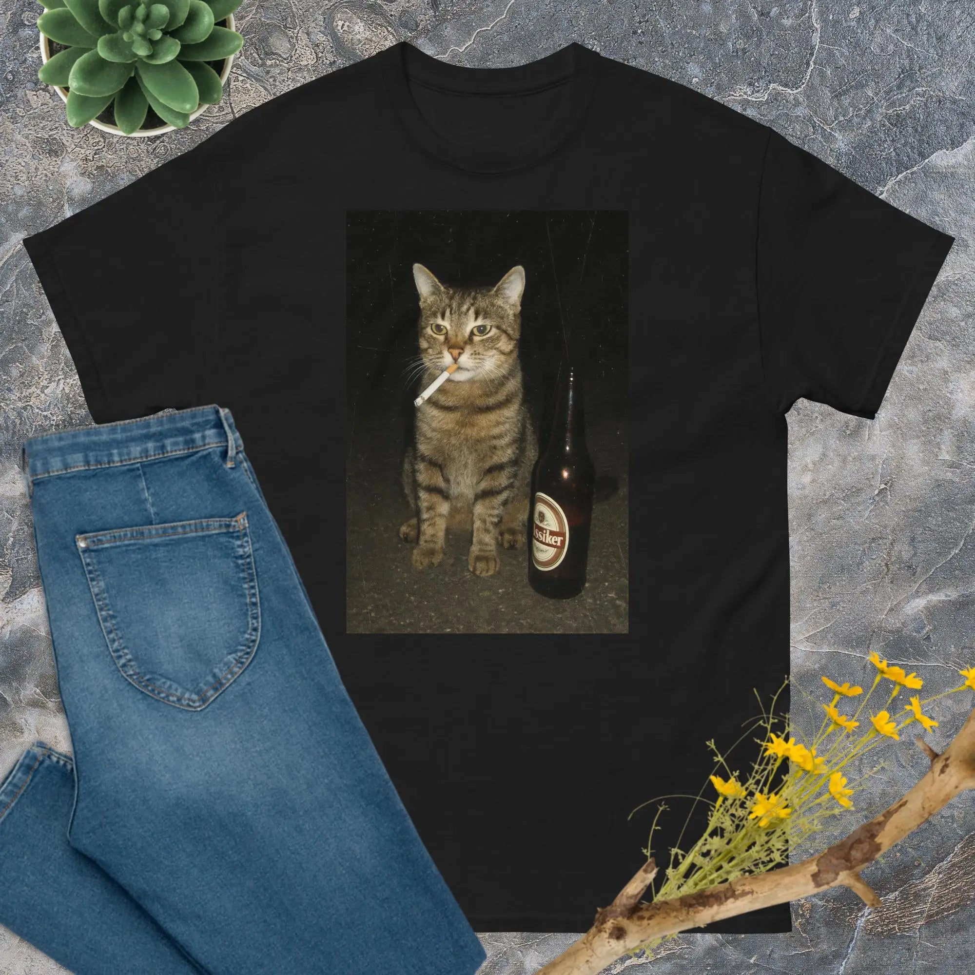 HOT SALE Cigarette Kitten Funny Smoking Cat Meme Silly Brain Putty T-shirt Cute Kitten Graphic Costume Fashion Y2k Humorous Tee