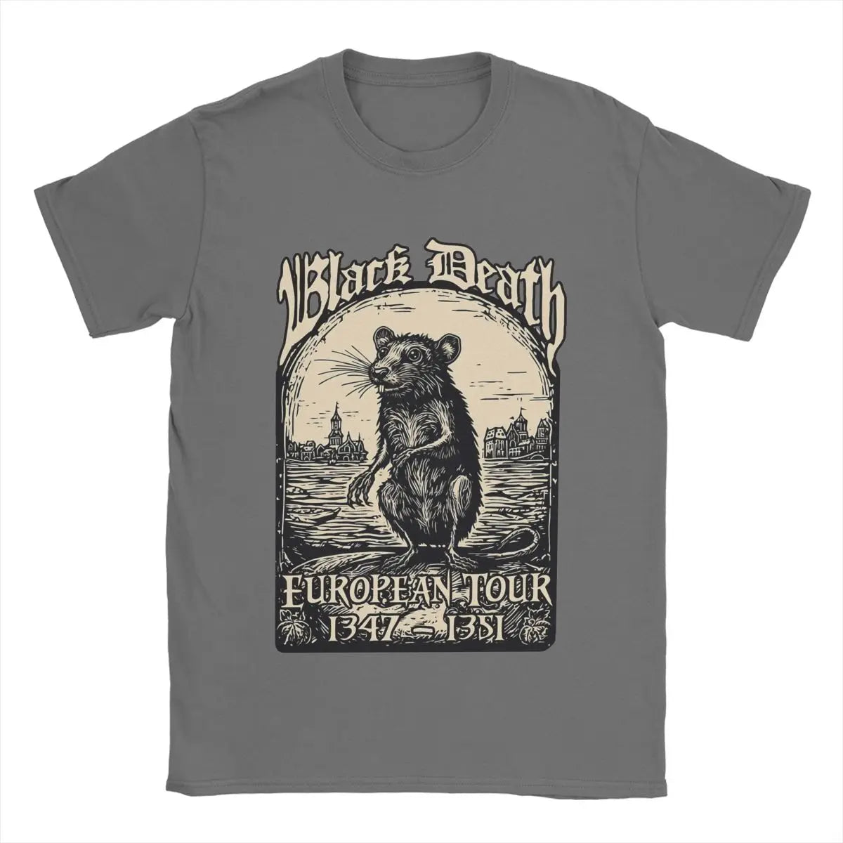 HOT SALE Men's Black Death European Tour T-shirt Soft Comfortable Cotton Clothing Fun Round Neck T-shirt Four Season Clothing