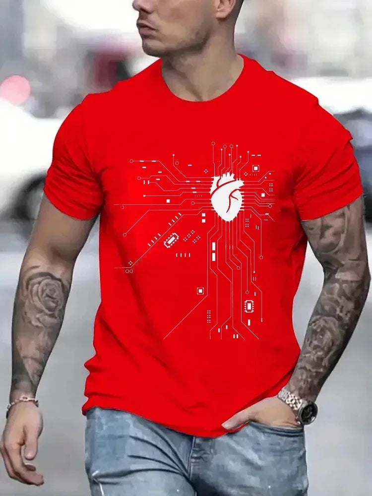 CPU Processor Circuit Diagram T-shirt Men's Summer T-shirt Circuit Board Funny Men's Top Fashion T-shirt Homme Brand Neutral