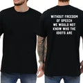 Menswear Graphic T-Shirt, 'Freedom of Speech' Funny Quote Tee, Casual Round Neck Top in Soft Cotton, Loose Fit