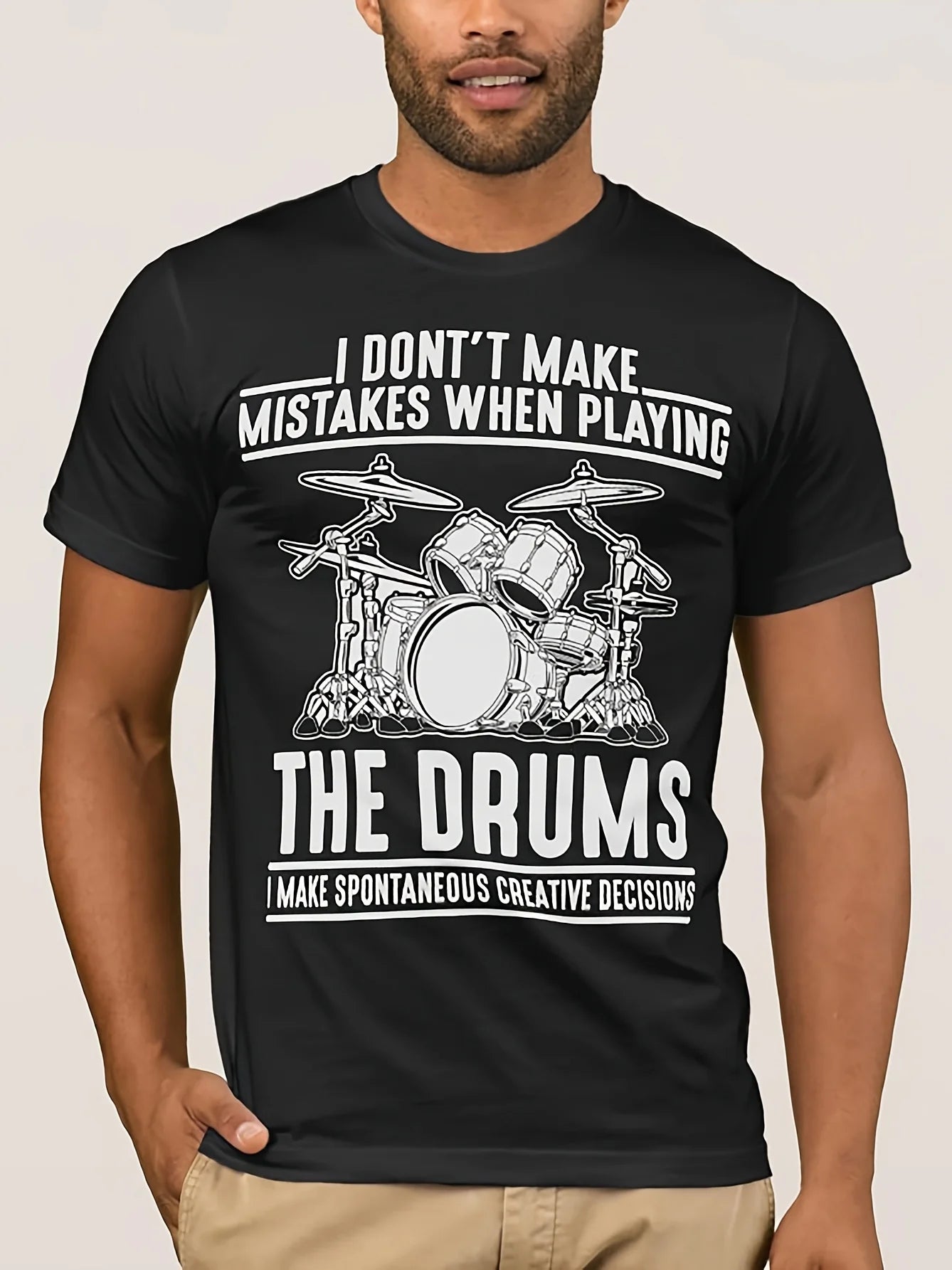 Funny Drummer Quote TShirt I Don't Make Mistakes When I Play Drums Lightweight Breathable Drum Graphic Tee for Drummers Musicians Black Music Band Shirt Gift for Rock Drummer Apparelpure Breathable sweat-wicking and soft suitable for daily commutes