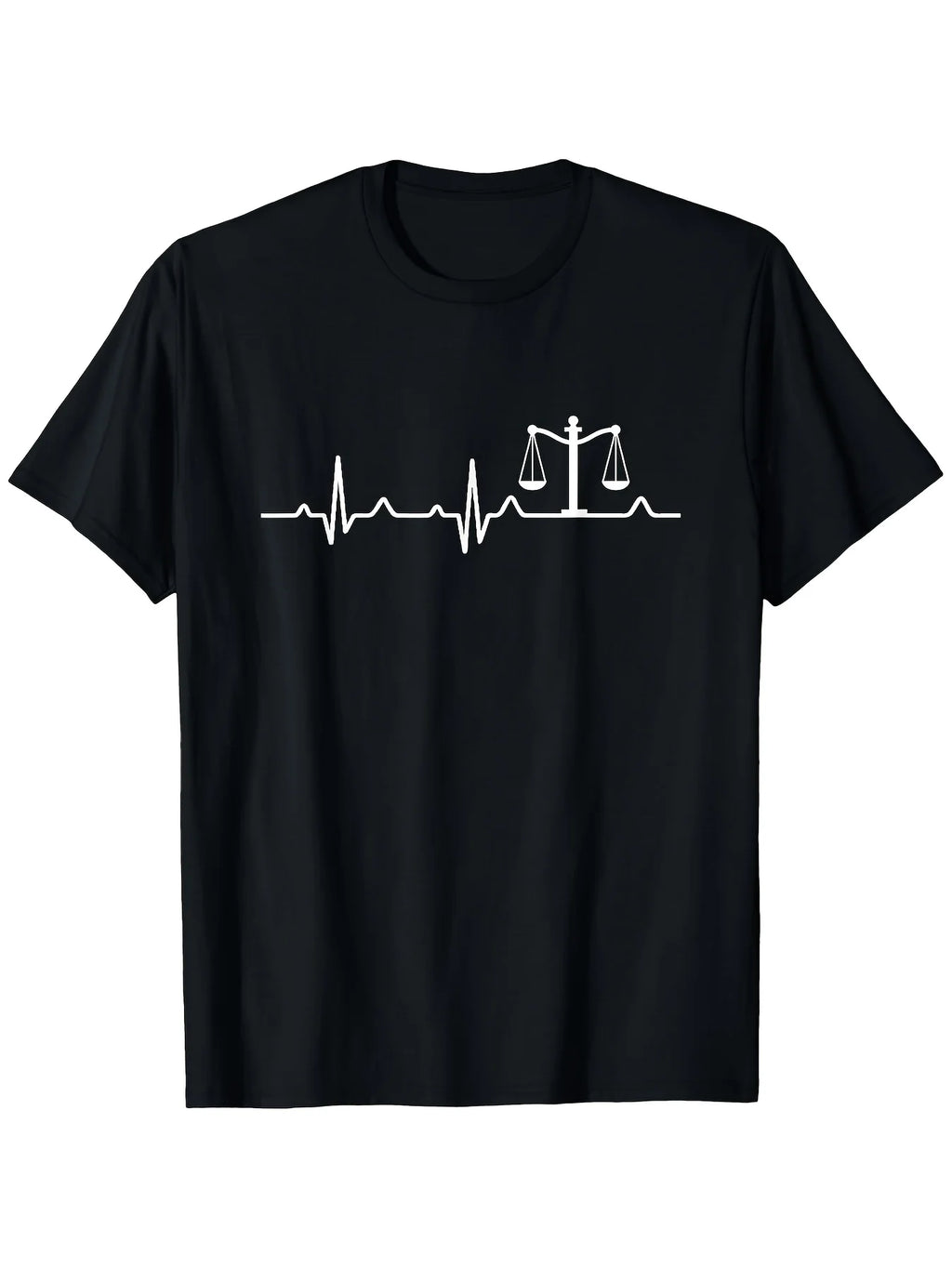Lawyer Shirt, Law School Gift, Balance Heartbeat Attorney T-Shirt, Men'S Outdoor Sports T-Shirt, 100%, Popular Holiday Gifts, Creative And Funny, Dad, Friends, 6 35 oz, Couple Short Sleeves, Classic Retro Style, Round Neck Short Sleeves