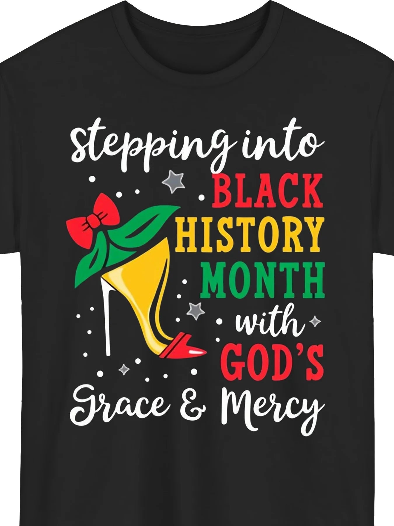 Unisex T-Shirt for Black History Month - 180G Heavy Shirt Celebrating African American Culture, Featuring a Red, Green, And Golden Tricolor Design with an Elegant Compassion Leaf Print - a Perfect Universal Gift for Black History Month Events
