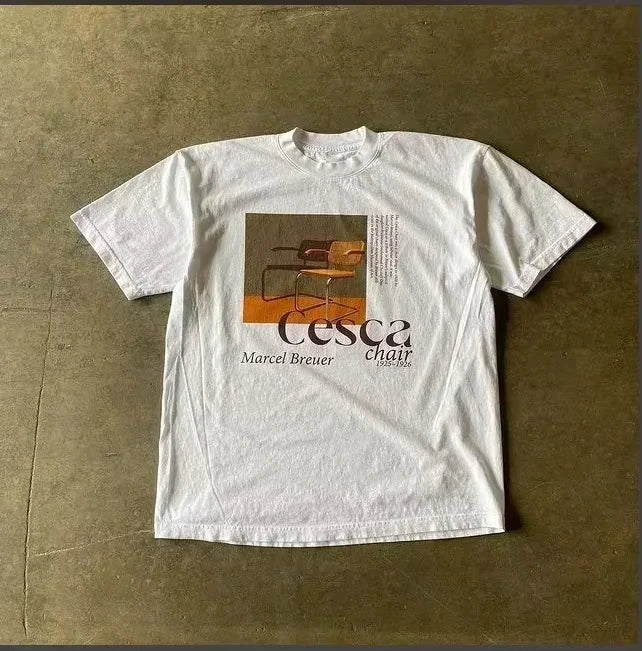 2025 Summer Fashion Tee Men Women Cotton T-shirt Y2K Loose Street Letter Print Short Sleeve Casual T-shirt  Retro Harajuku Top