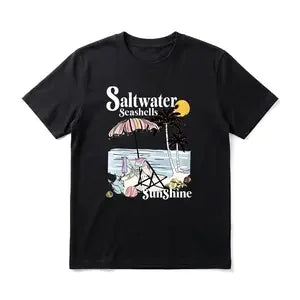 Men Vintage Coastal Beach Paradise Graphic T Shirt Soft Short Sleeve Tops Summer Vacation Casual Tees Daily Holiday Gift For Men Women Friends