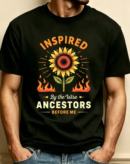 Sunflower T-Shirt and Flames Inspired By Me Design Men'S Crewneck T-Shirt Loose Fit Suitable for Daily Wear and Festival T-Shirt