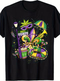 Men'S and Women'S Mardi Gras T-Shirt | Vibrant New Orleans Carnival Graphic with Fleur-de-Lis, Beads, and Jazz Music Notes - Retro Casual Short Sleeve Round Neck Tee for Parades, Parties, and Casual Attire - Comfortable All-Season Fit (Green