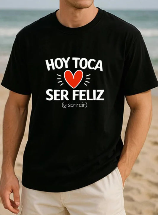 TODAY IS ABOUT BEING HAPPY Heartwarming Healing Versatile T-Shirt Comfortable Casual Sports Top Men'S Apparel, Short-Sleeved Top