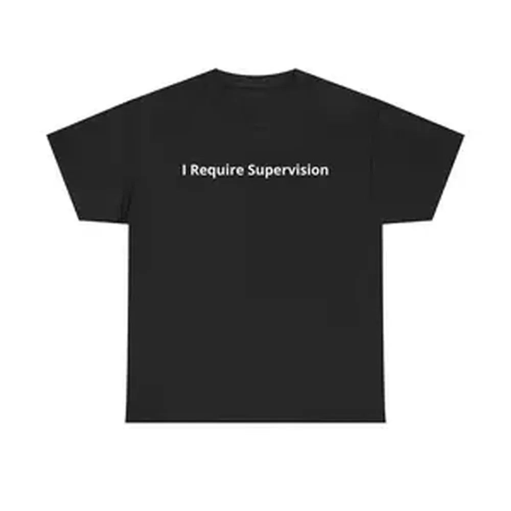 Men Women Funny I Require Supervision Graphic T Shirt Ribbed Knit Soft Elastic Short Sleeve Casual Sports Humor Daily Tees Tops
