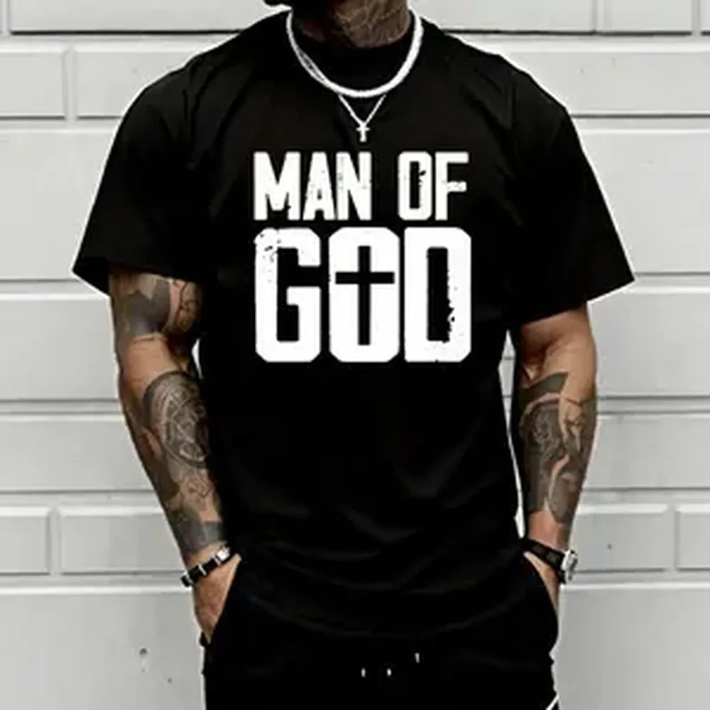 Men’s retro motivational graphic T-shirt featuring a Christian cross faith print; premium tee with an emo rock punk core vibe; heavyweight crew neck-a must-have for parties and streetwear., Plain, Shortsleeve, Menswear tiktokshopspri