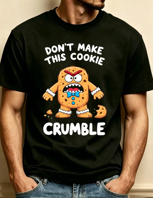 Cartoon Cookie Character T Shirt Angry Text Make This Cookie Mens Crewneck T Shirt Loose Fit Soft Comfortable Fabric Daily We