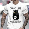HOT SALE Men T-shirt To Do List Drink Coffee, Try Not To Kill Anyone Funny Cat T-shirt Anime Clothes Short Sleeve T-shirt Homme