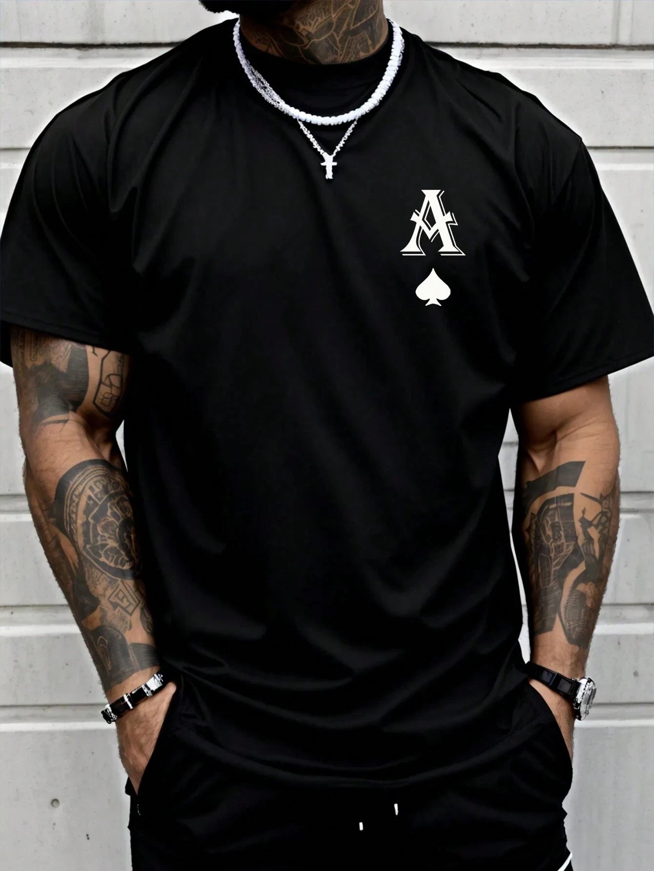 HOT SALE Poker 'A' Men's Short Sleeve T-shirt Casual Multi-colored Top Cotton Loose Oversized T-shirt Personalized Trend T-shirt