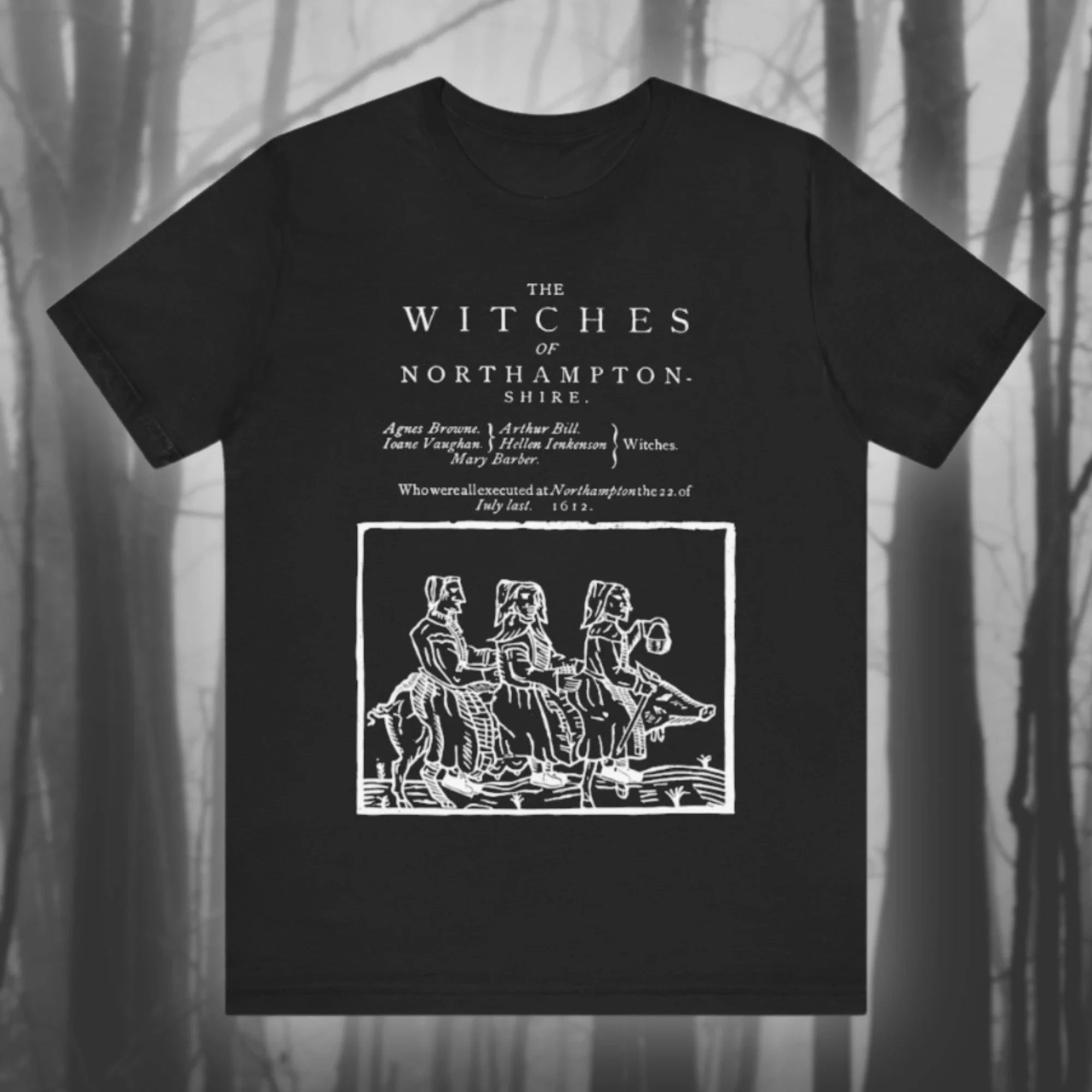 Northamptonshire Witch Witch Trial T-shirt Witch Shirt Witchcraft T-shirt Mystery Black Magic Unisex Short-sleeved T-shirt